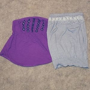 2 strapless tops